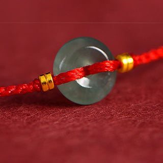 Buddha Gift Peace Buckle Copper Coins Jade Red String Connection Bracelet Anklet