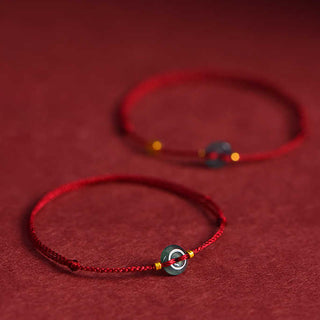 Buddha Gift Peace Buckle Copper Coins Jade Red String Connection Bracelet Anklet