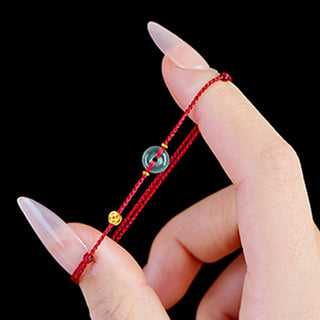 Buddha Gift Peace Buckle Copper Coins Jade Red String Connection Bracelet Anklet