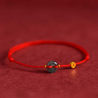Buddha Gift Peace Buckle Copper Coins Jade Red String Connection Bracelet Anklet