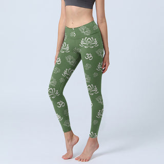 Buddha Gift Lotus Flower OM Symbol Print Gym Leggings Women's Yoga Pants