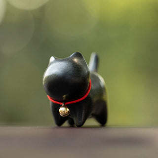 Buddha Gift Green Sandalwood Small Leaf Red Sandalwood Cute Cat Animals Soothing Peace Decoration