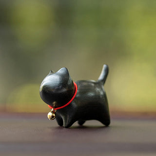 Buddha Gift Green Sandalwood Small Leaf Red Sandalwood Cute Cat Animals Soothing Peace Decoration