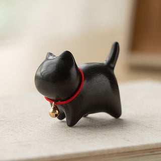 Buddha Gift Green Sandalwood Small Leaf Red Sandalwood Cute Cat Animals Soothing Peace Decoration