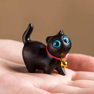 Buddha Gift Green Sandalwood Small Leaf Red Sandalwood Cute Cat Animals Soothing Peace Decoration