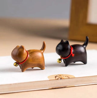 Buddha Gift Green Sandalwood Small Leaf Red Sandalwood Cute Cat Animals Soothing Peace Decoration