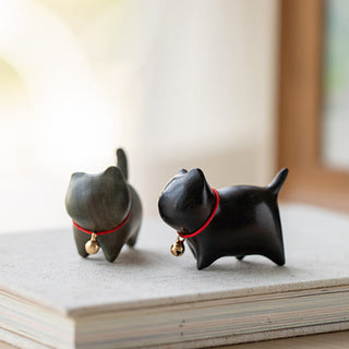 Buddha Gift Green Sandalwood Small Leaf Red Sandalwood Cute Cat Animals Soothing Peace Decoration