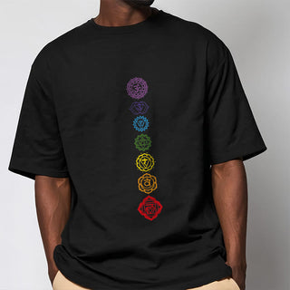 Buddha Gift Casual Colorful Circles Om Mani Padme Hum Pattern Tee T-Shirt