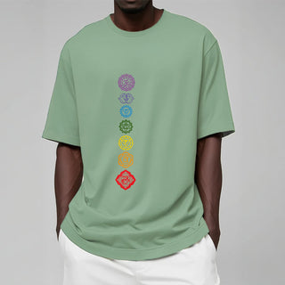 Buddha Gift Casual Colorful Circles Om Mani Padme Hum Pattern Tee T-Shirt