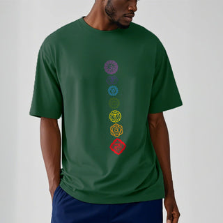 Buddha Gift Casual Colorful Circles Om Mani Padme Hum Pattern Tee T-Shirt