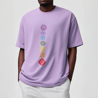 Buddha Gift Casual Colorful Circles Om Mani Padme Hum Pattern Tee T-Shirt