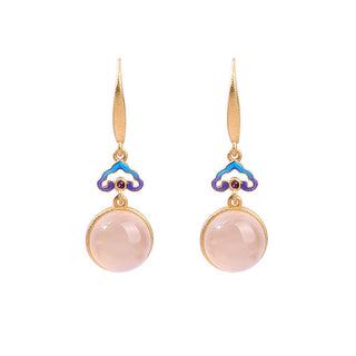 Buddha Gift 925 Sterling Silver Posts Natural Chalcedony Gold-plated Harmony Earrings