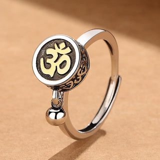 Buddha Gift Natural Om Symbol Adjustable Wealth Men's Ring