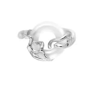 Buddha Gift 925 Sterling Silver Peace Buckle Chalcedony Harmony Ring