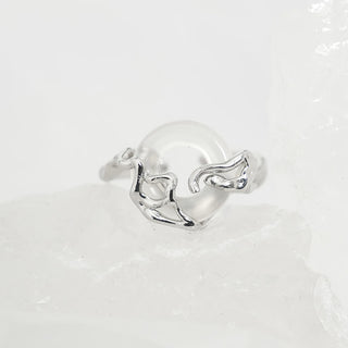 Buddha Gift 925 Sterling Silver Peace Buckle Chalcedony Harmony Ring