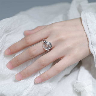 Buddha Gift 925 Sterling Silver Peace Buckle Chalcedony Harmony Ring