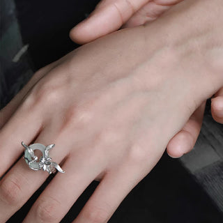 Buddha Gift 925 Sterling Silver Iris Design Peace Buckle Quartzite Jade Balance Ring