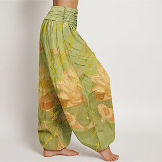 Buddha Gift Casual Lotus Flower Koi Fish Pattern Women's Harem Pants