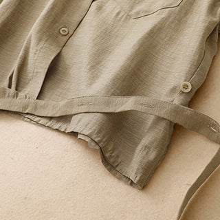 Buddha Gift 2Pcs Shirt Top 7-8 Length Skirt With Pockets Cotton Linen Clothing Women's Set