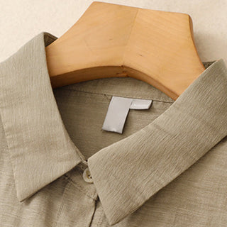 Buddha Gift 2Pcs Shirt Top 7-8 Length Skirt With Pockets Cotton Linen Clothing Women's Set