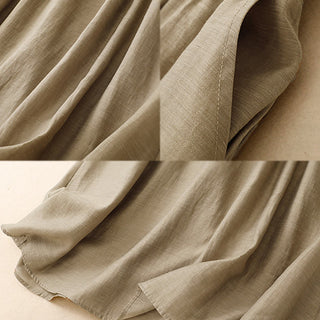 Buddha Gift 2Pcs Shirt Top 7-8 Length Skirt With Pockets Cotton Linen Clothing Women's Set