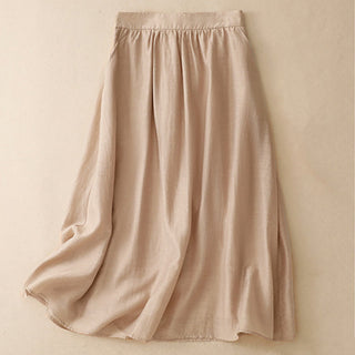 Buddha Gift 2Pcs Shirt Top 7-8 Length Skirt With Pockets Cotton Linen Clothing Women's Set