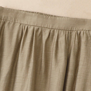 Buddha Gift 2Pcs Shirt Top 7-8 Length Skirt With Pockets Cotton Linen Clothing Women's Set