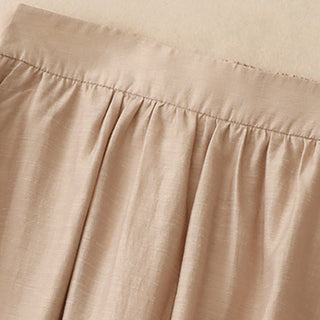 Buddha Gift 2Pcs Shirt Top 7-8 Length Skirt With Pockets Cotton Linen Clothing Women's Set