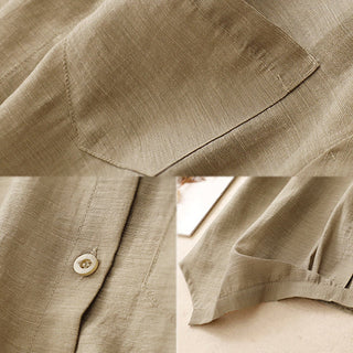 Buddha Gift 2Pcs Shirt Top 7-8 Length Skirt With Pockets Cotton Linen Clothing Women's Set