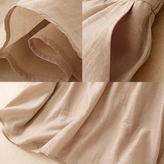 Buddha Gift 2Pcs Shirt Top 7-8 Length Skirt With Pockets Cotton Linen Clothing Women's Set