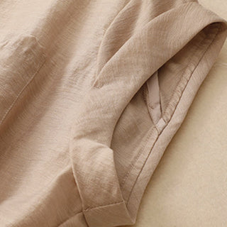 Buddha Gift 2Pcs Shirt Top 7-8 Length Skirt With Pockets Cotton Linen Clothing Women's Set