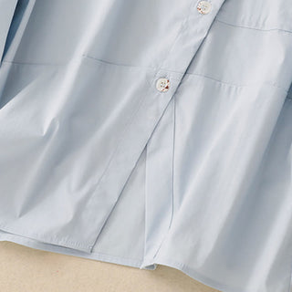 Buddha Gift 2pcs Irregular Button Design Shirt Skirt With Pockets Cotton Clothing Women's Set