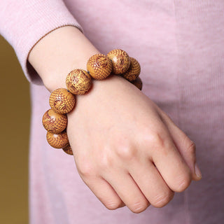 Buddha Gift Carving Sandalwood Dragon Keep Away Evil Spirits Bracelet