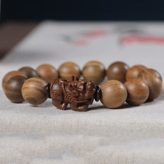 Buddha Gift Green Sandalwood Pixiu Attract Wealth Bracelet