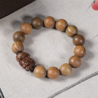 Buddha Gift Green Sandalwood Pixiu Attract Wealth Bracelet