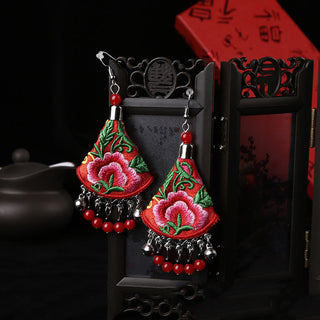 Buddha Gift Handmade Yi Embroidery Flower Harmony Earrings