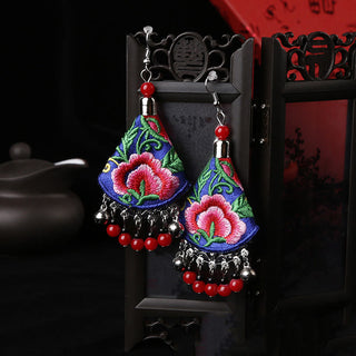 Buddha Gift Handmade Yi Embroidery Flower Harmony Earrings