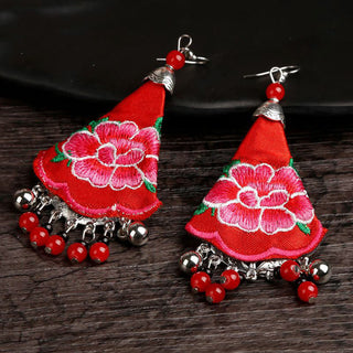 Buddha Gift Handmade Yi Embroidery Flower Harmony Earrings