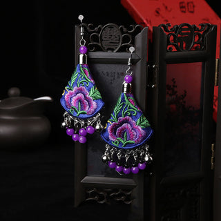 Buddha Gift Handmade Yi Embroidery Flower Harmony Earrings