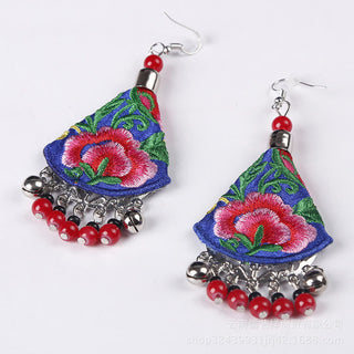 Buddha Gift Handmade Yi Embroidery Flower Harmony Earrings
