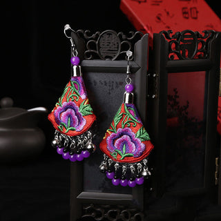 Buddha Gift Handmade Yi Embroidery Flower Harmony Earrings