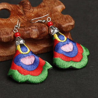 Buddha Gift Handmade Colorful Yi Embroidery Harmony Earrings