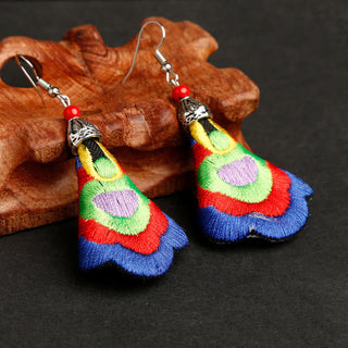 Buddha Gift Handmade Colorful Yi Embroidery Harmony Earrings