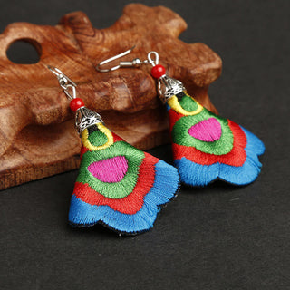 Buddha Gift Handmade Colorful Yi Embroidery Harmony Earrings
