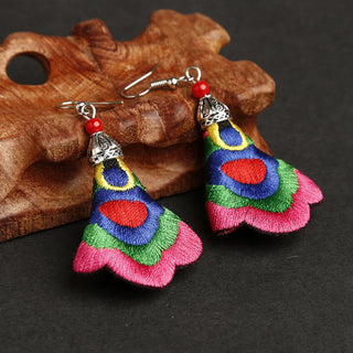 Buddha Gift Handmade Colorful Yi Embroidery Harmony Earrings