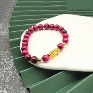Buddha Gift Various Color Tiger Eye Beads Pixiu Wealth Courage Bracelet