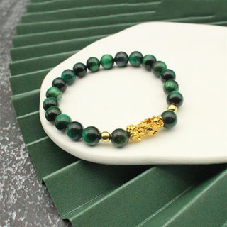 Buddha Gift Various Color Tiger Eye Beads Pixiu Wealth Courage Bracelet