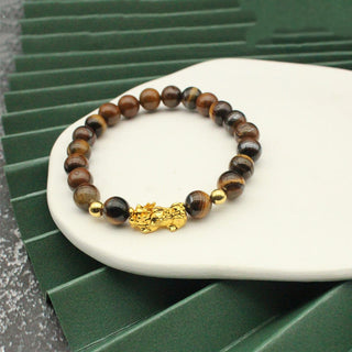 Buddha Gift Various Color Tiger Eye Beads Pixiu Wealth Courage Bracelet