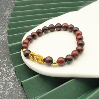 Buddha Gift Various Color Tiger Eye Beads Pixiu Wealth Courage Bracelet