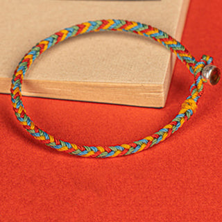 Buddha Gift 925 Sterling Silver Eight Thread Peace Knot Colorful Rope Luck Braided Bracelet